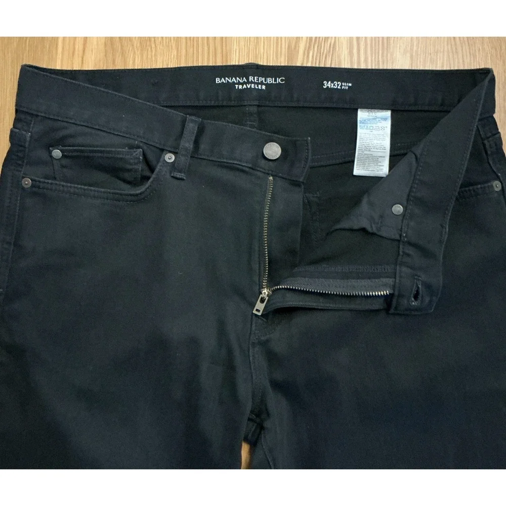 Banana Republic Traveler Pants Black Stretch 5 Pocket Slim‎ Fit 34x30 Mens